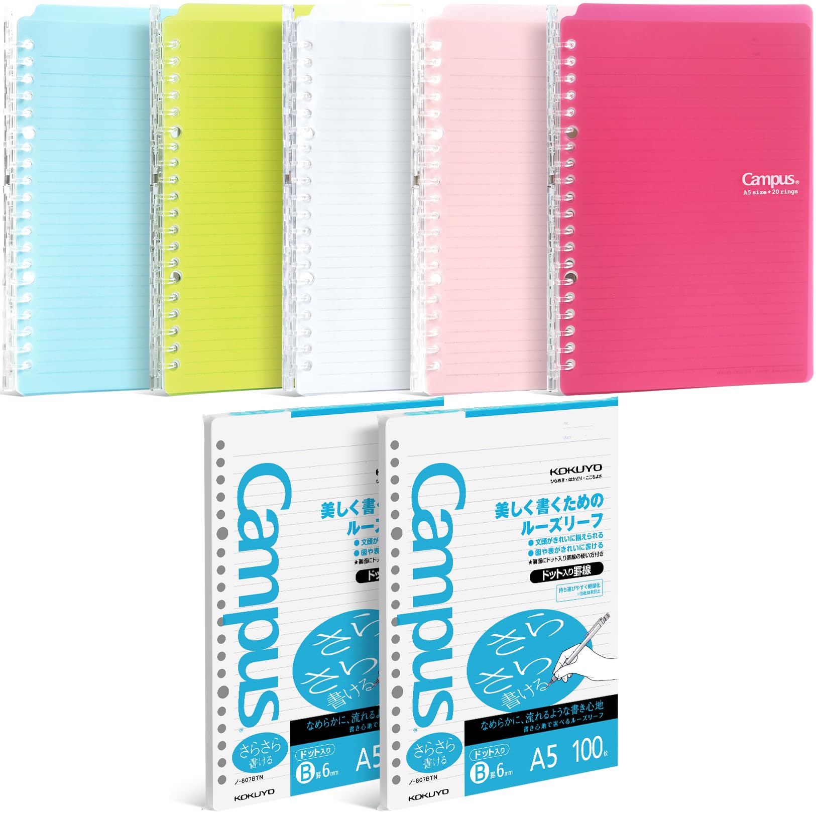 Amazon.com : Kokuyo Campus Smart Ring Binders 5 Pack, A5 Binder